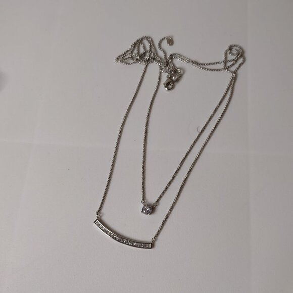 17.5 Inch 2 Layer Silver Tone JNY Necklace - Picture 3 of 11